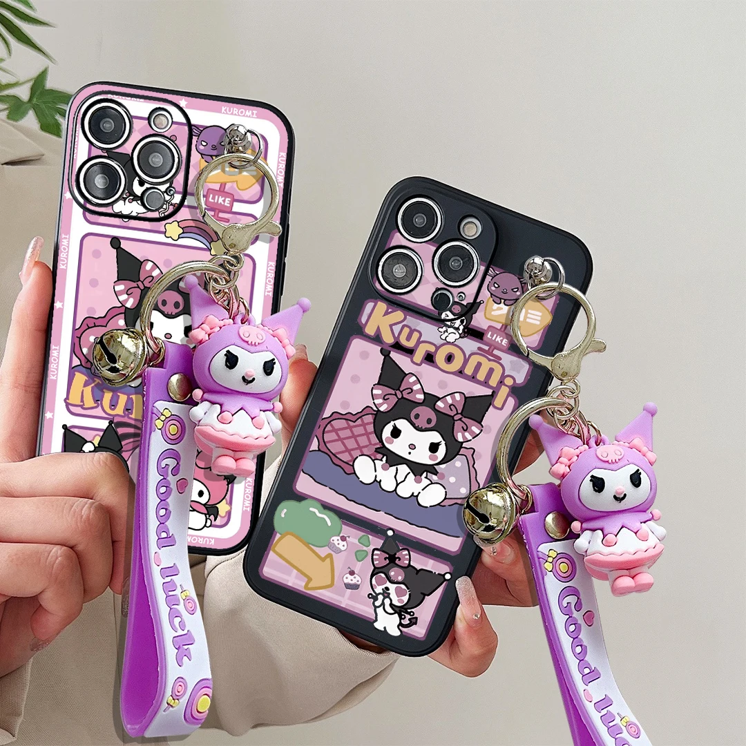 For OPPO A15 94 54 55 53 74 96 57 17 58 78 60 Realme C55 53 35 30 21Y 11 33 63 61 65 67 Signage Kuromi Case With Keychain