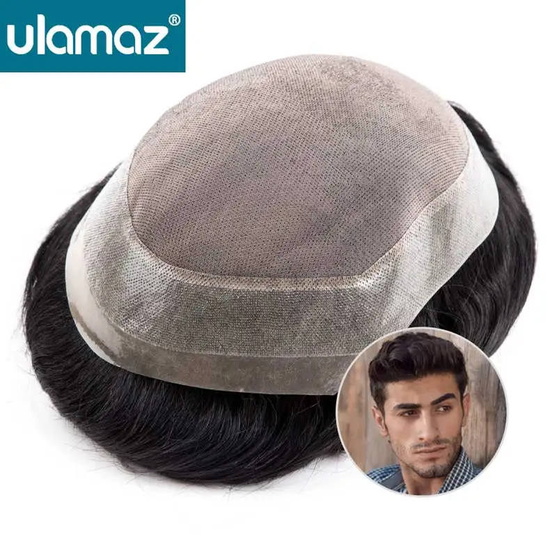 

Durable Mono PU Man Wig 100% Human Hair Toupee Male Wig Soft PU Around Men's Capillary Prosthesis Natural Hair Wigs For Men