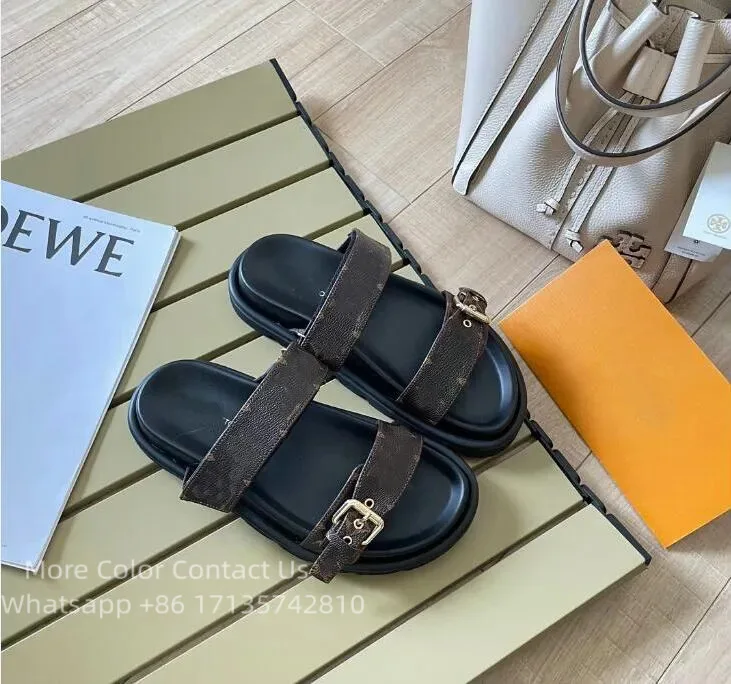 

Designers Slides Womens Slippers Fashion Luxurys Floral Slipper Leather Rubber Flats Sandals Summer Beach Shoes Loafers Gear