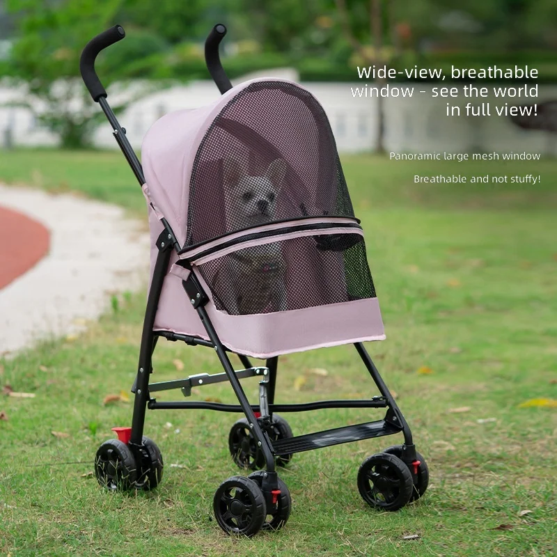 Pet Stroller, Cat Dog Stroller, Lightweight Foldable, Small Pet Carrier, Teddy Bear Design, Outdoor Use
