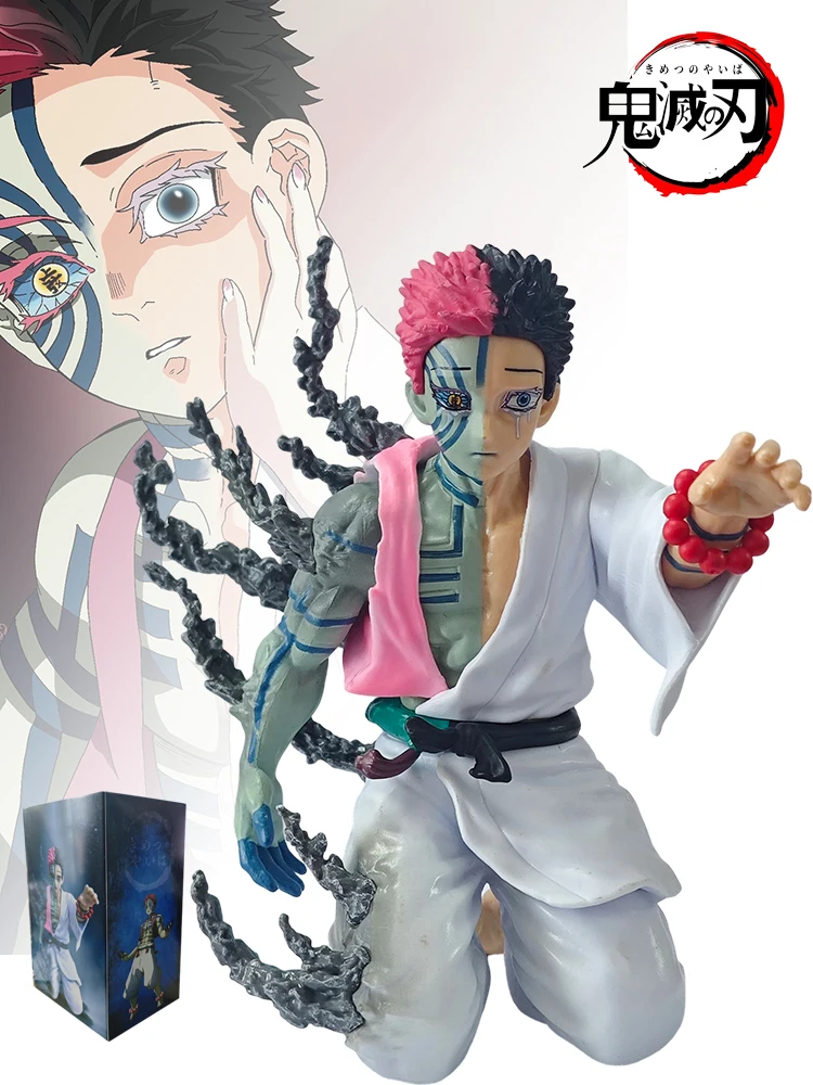 Auf Lager 14cm Anime Demon Slayer Akaza Hakuji Figur Modell Desktop-Ornament Spielzeug Sammlerstück PVC-Modell Geburtstags-Weihnachtsgeschenk
