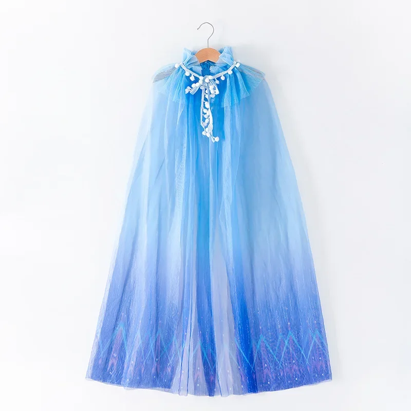 Long Cloak for Kids Ice Snow Cape Girl Cosplay Princess Queen Fairy Coat Halloween Costumes Jacket Children'S Day Carnival P#1#W
