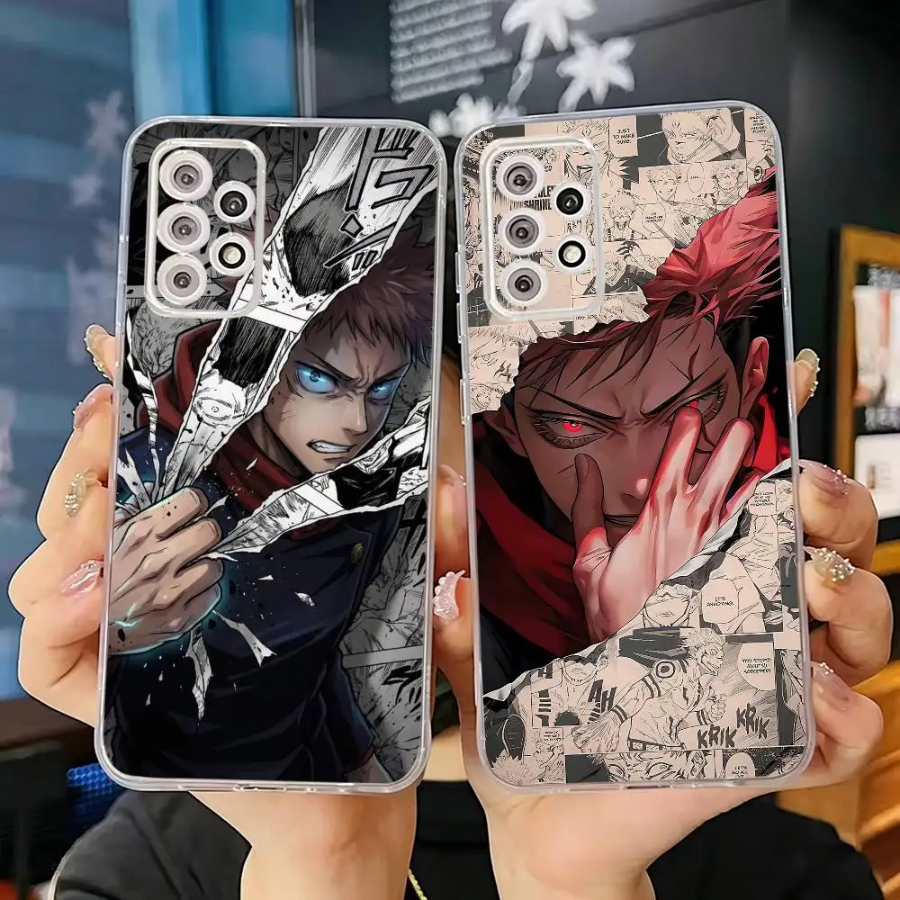 Y-Yuji Itadori Anime Boy Fashion Transparent Soft Silicone Phone Case For Samsung S25 S24 S23 S22 S21 Plus