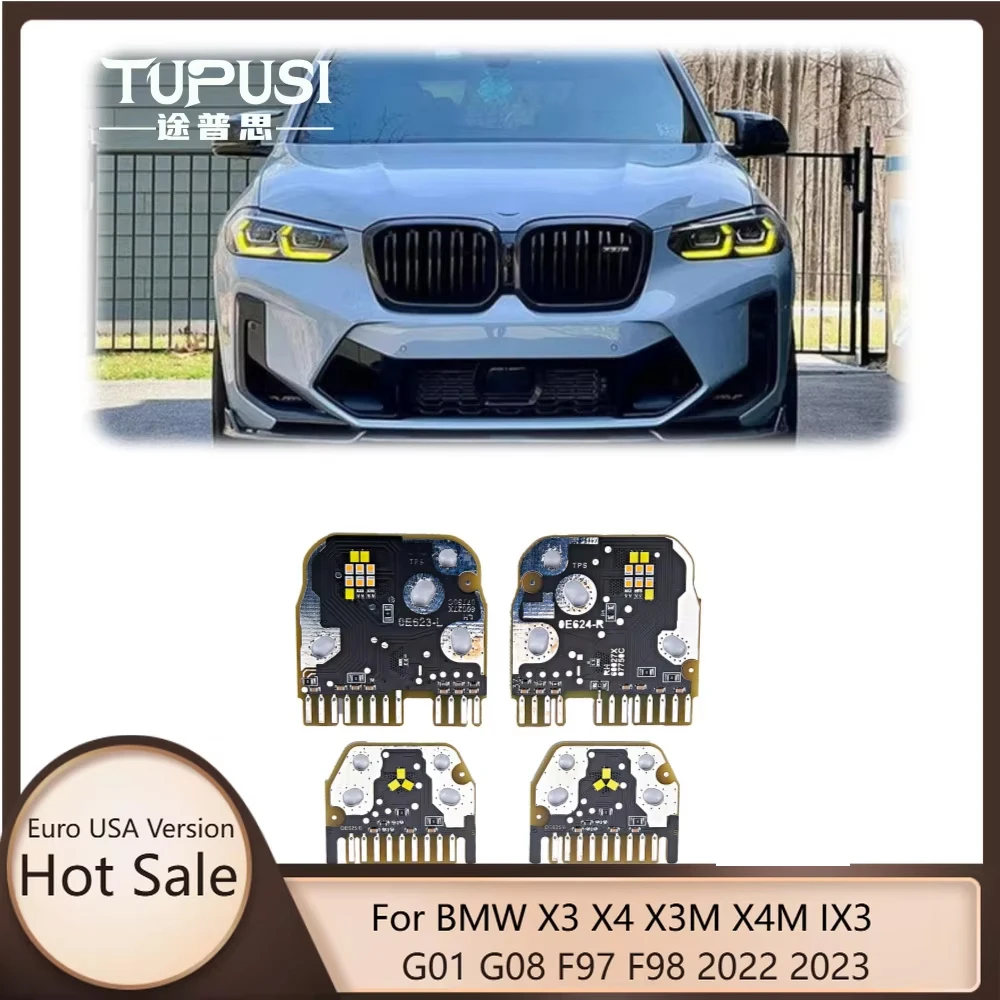 

Светодиодные фары желтого цвета DRL Modules Plug and Play для BMW Car X3 X4 X3M X4M IX3 G01 G08 F97 F98 2022-2023 Светодиодные дневные ходовые огни