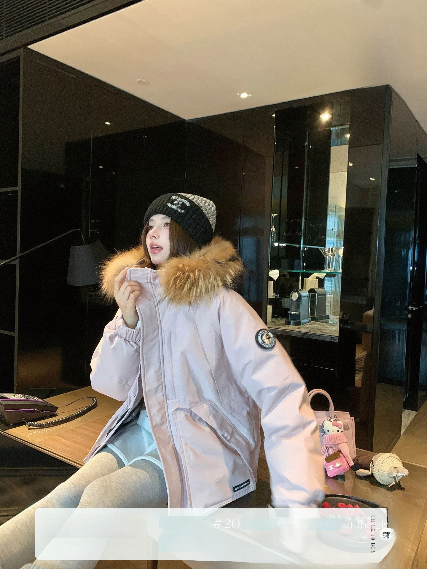 

Okaaay Anti-Cold ative Autumn Winter Versatile Loose Fur Collar down Jaet Warm 90 White Du down Parka Coat