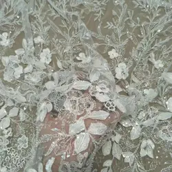 Beautiful floral lace fabric with sequins and beads wedding dress lace 130cm wide sold by yard