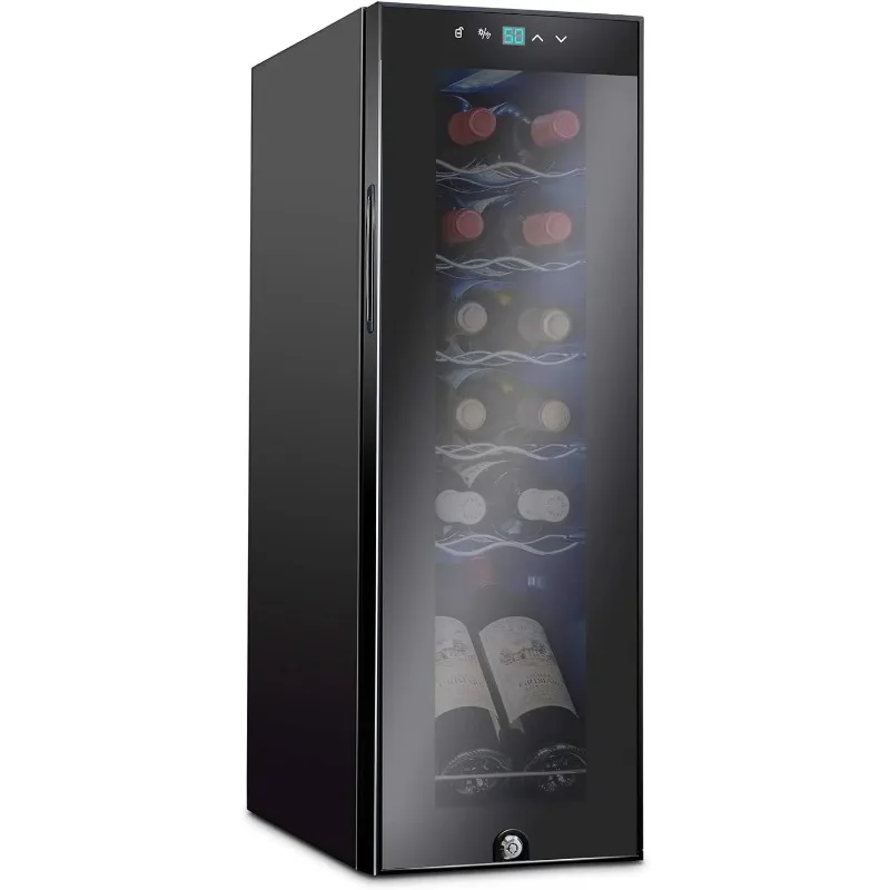 12 Bottle Compressor Wine Cooler Refrigerator w/Lock, Large Freestanding Wine Cellar Fridge, 41f-64f