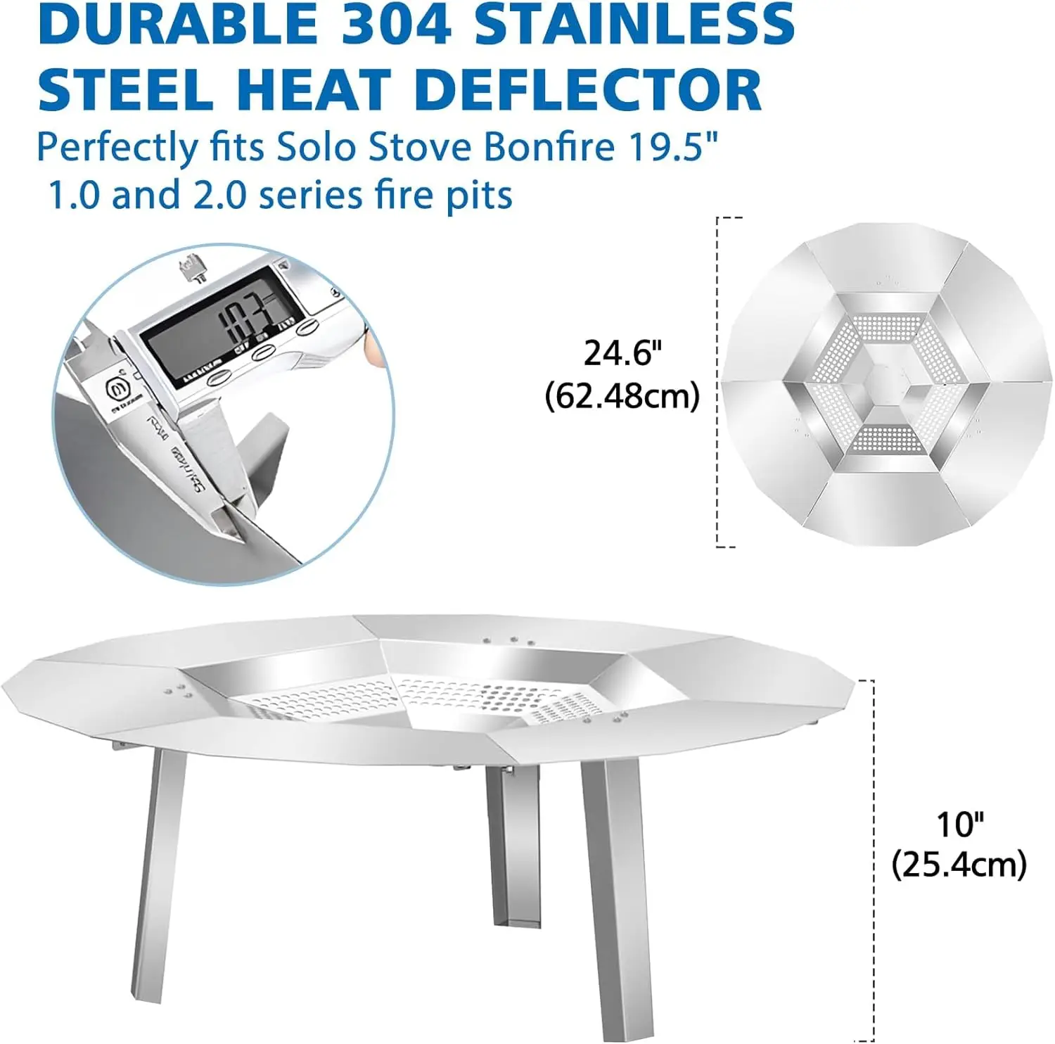 

Heat Deflector for 19.5"– 304 Stainless Steel Heat Diffuser Accessory for Fire Pits, Capture Warmth·Factory Direct Sales