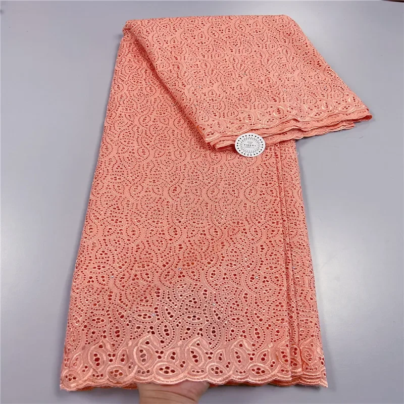 

5 yard Swiss Dry lace fabric heavy beaded Embroidery African 100% cotton Swiss voile lace popular Dubai style 24L061202