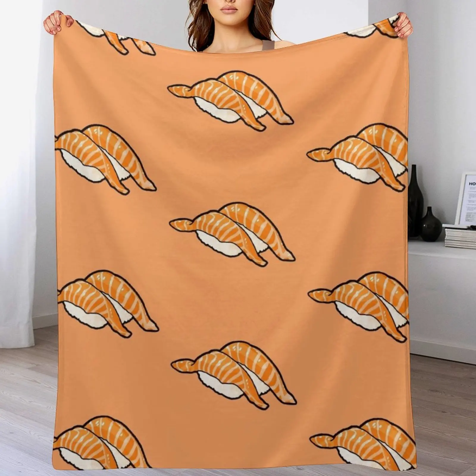 

Pattern of salmon sushi Japanese food Throw Blanket Sleeping Bag Travel Picnic Blankets