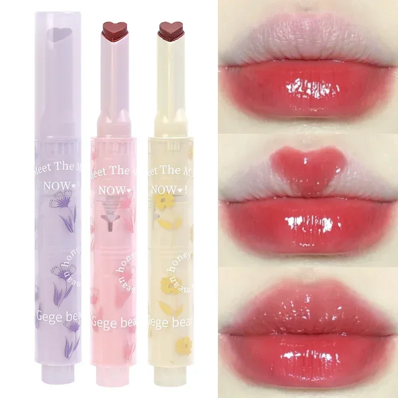 Dunne Buis Bloem Lippenstift Pen Hartvormige Jelly Lippenstift Stick Make-Up Langdurige Vochtinbrengende Lip Glazuur Meisje Koreaanse Cosmetica