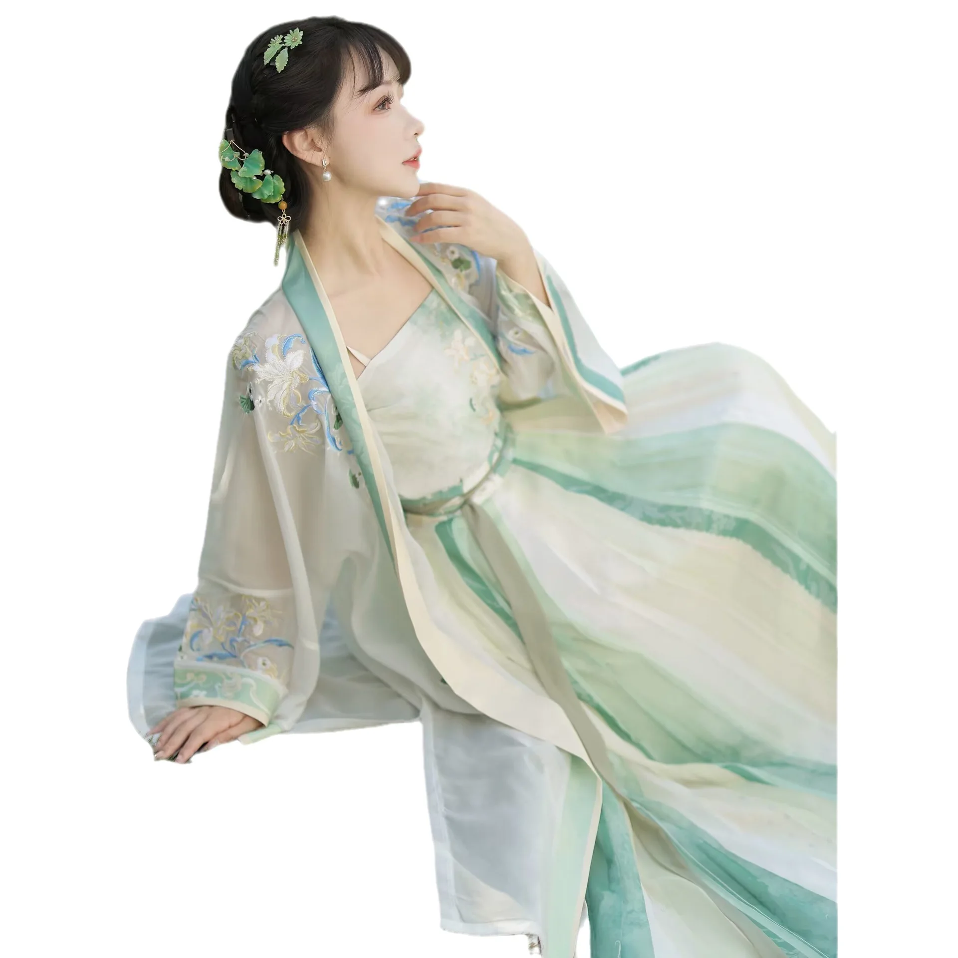 YF32 Fashion Elegance Hanfu For Women Embroidery Temperament Ancient Costume Female Dance Clothes