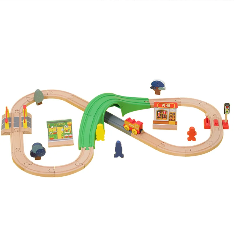 

Детский деревянный игрушечный набор: электрическая железная дорога, развивающие игрушки для сборки, подарки для мальчиков и девочек