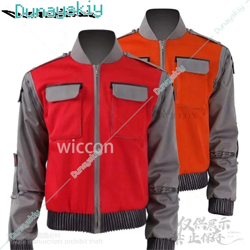 Anime Movie Back To The Futute Cosplay Jr Marlene Cos Seamus Marty Costume Red Orange Jacket For Man Boys Halloween Christmas