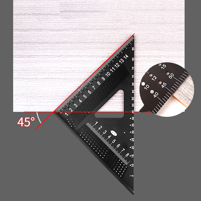 Carpenter Square 7 inch Aluminum Precision T Square Protractor Marking Gauge Measuring Layout Tool Metal Triangle Ruler