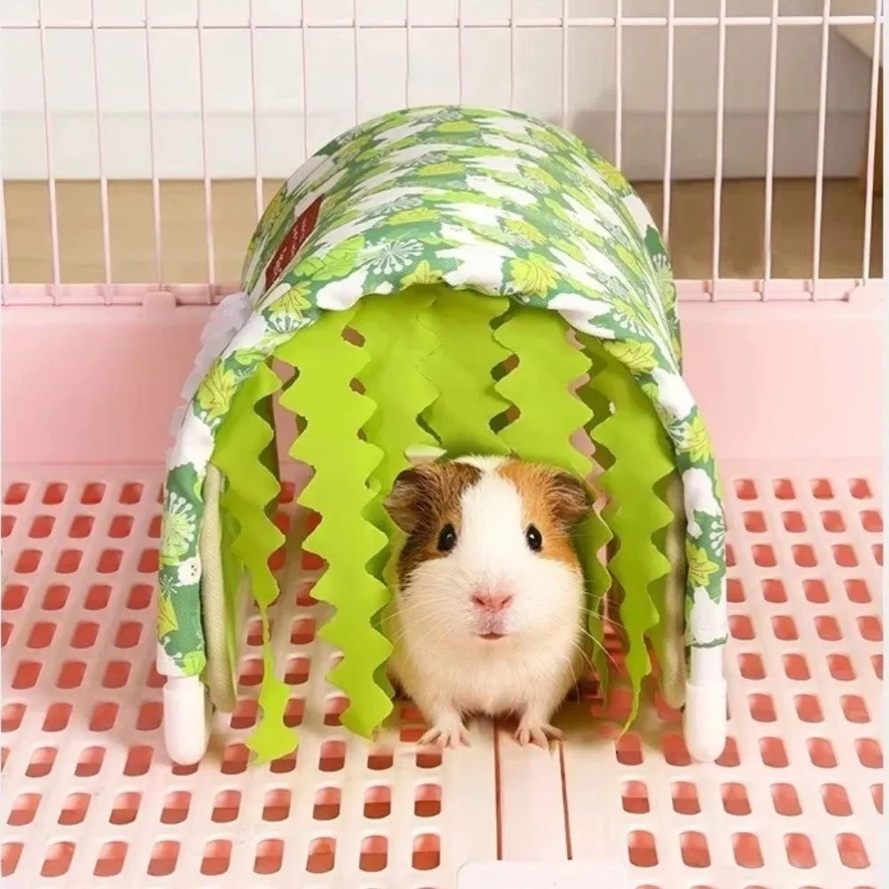 Cartoon Summer Hamster Shelter Bottomless Large Small Animal Cage Tassel Tunnel Ventilated Cool Tunnel For Rabbit Dutch Pig