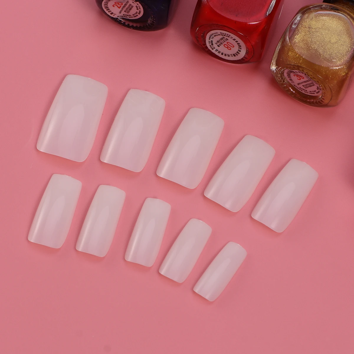 

500pcs Natural Style Fake Clear Full Cover False Nail For Professional Home Use Durable Pc Material Easy To Paint False Nails
