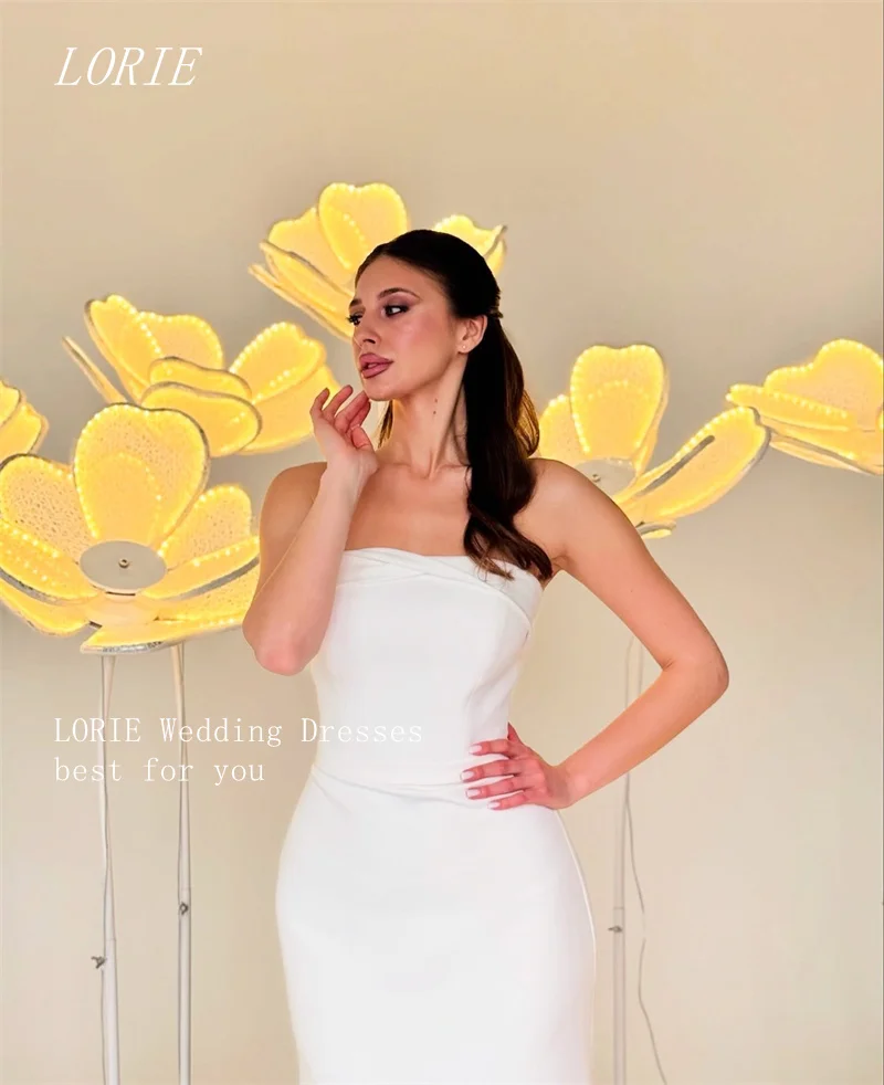 LORIE فستان زفاف كلاسيكي حورية البحر بدون أكمام فساتين زفاف بسيطة بدون حمالات فستان زفاف مخصص 2026