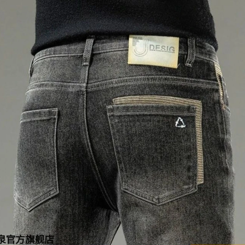 Nueva moda 2025, pantalones pitillo informales rectos acampanados con estilo coreano para hombre, pantalones vaqueros de lujo para Otoño e Invierno