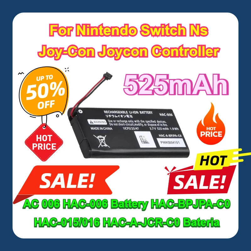 For Nintendo Switch Ns Joy-Con Joycon Controller 525mAh AC 006 HAC-006 Battery HAC-BPJPA-C0 HAC-015/016 HAC-A-JCR-C0 Bateria