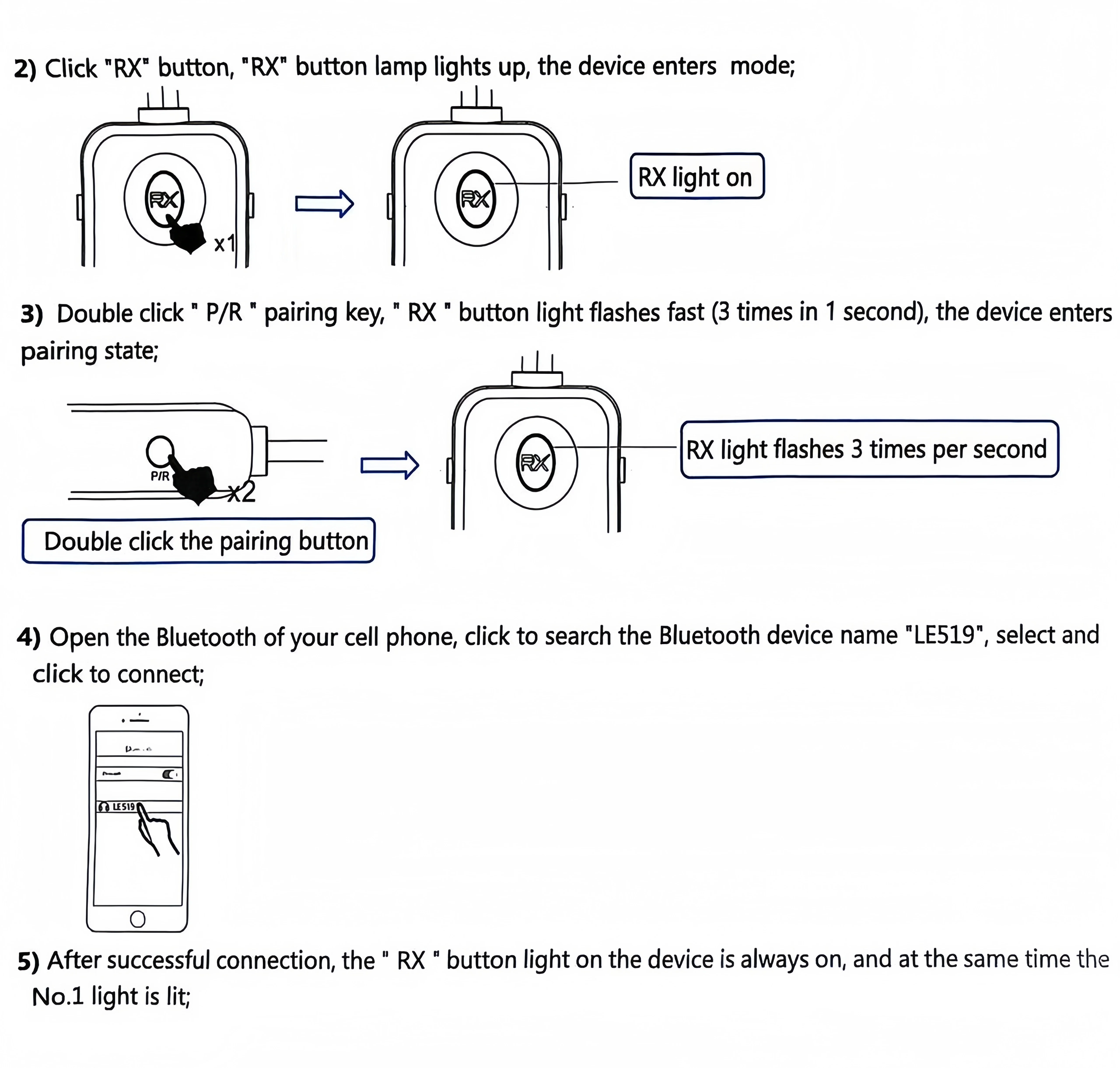 Bluetooth 5.4 Receiver and Transmitter LE519 Support Dual stream Support Multipoint 3.5MM audio input/output plug Support RX, TX