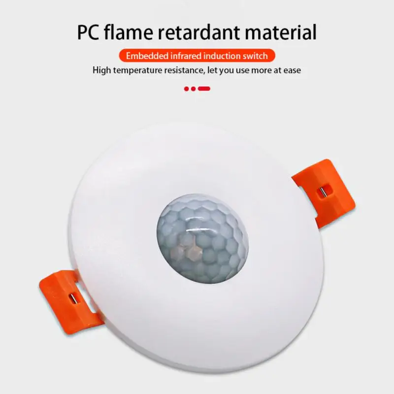 Interruptor de Sensor PIR infrarrojo, Detector de cuerpo humano de 110-220V, instalación de techo de detección de movimiento de escalera oculta integrada