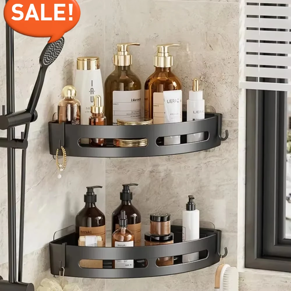 Bathroom Shelfs No Drill Wall Corner Shelf Multiple Sty Shampoo Rack  Alloy Makeup Storage Organizer Shower  Accessories