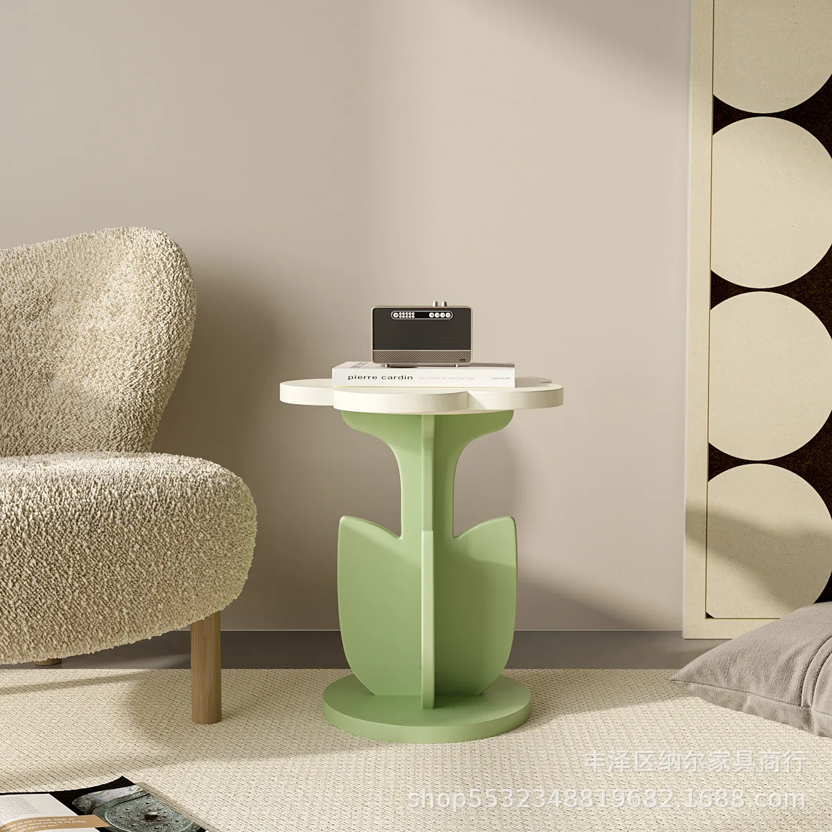 طاولة القهوة الخشبية الصلبة الحديثة الحد الأدنى الإبداعية أريكة بجوار غرفة المعيشة ديكور المنزل كريم نمط طاولة جانبية #4