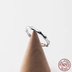 La Monada 42-62mm Resizable Couple 925 Silver Rings For Women Bamboo Real Silver 925 Woman Ring Fine Jewelry Silver Girls Ladies