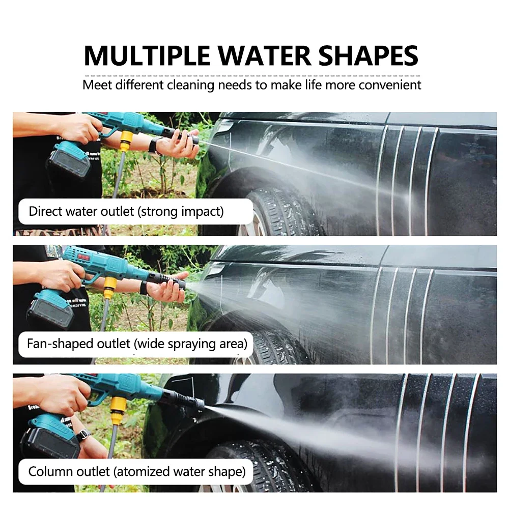 Portable Wireless Car Washer High Pressure Car Washing Machine with Li-Battery Rechargeable Electric Water Gun Kit for Garden