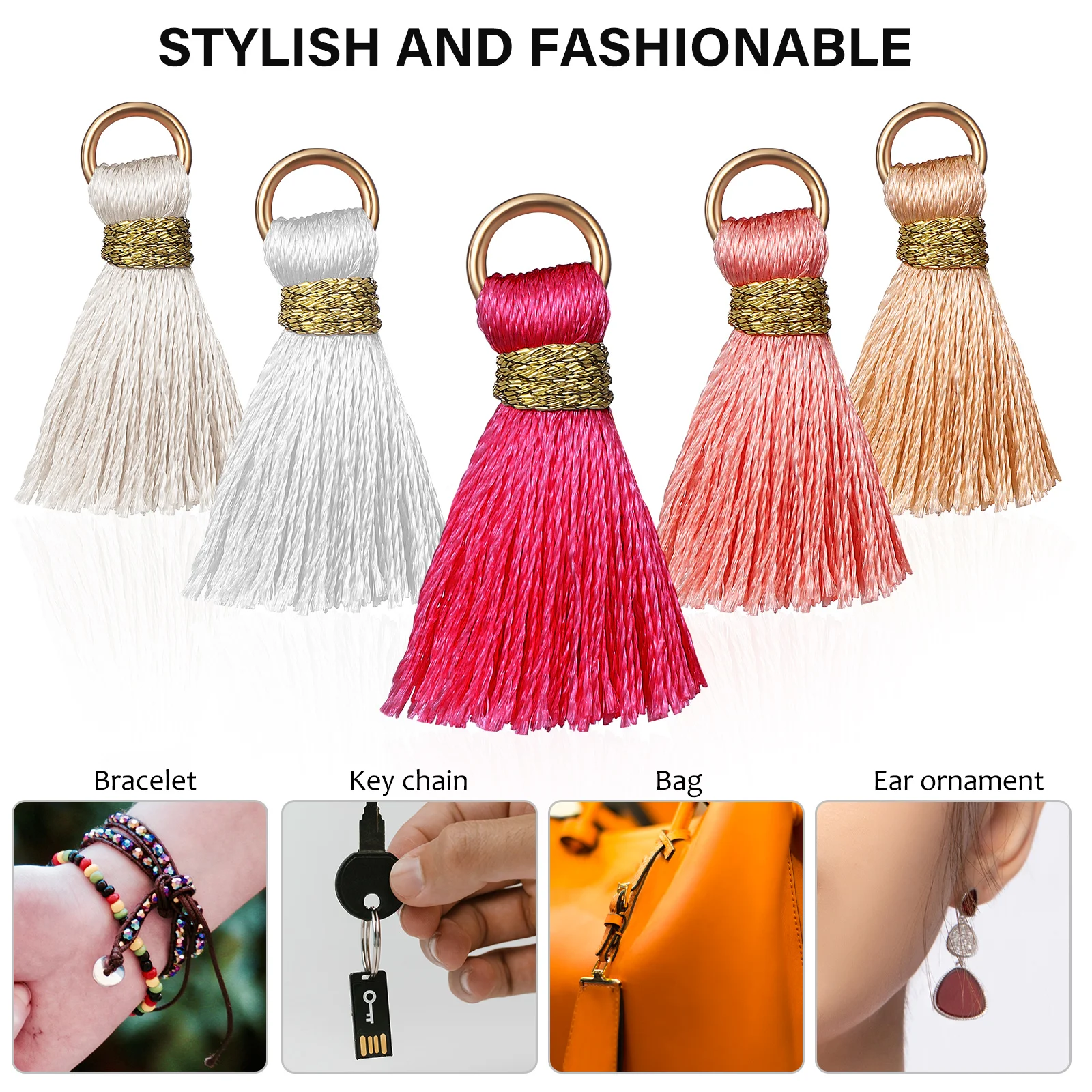 

50 Pcs Mini Tassels 2cm Fringe for Keychain Making Craft Decorations Silk Charms Jewelry Accessories