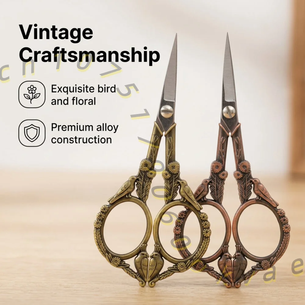 Vintage Bird Embroidery Scissors Retro Alloy Sewing Craft Tailor Scissors for Needlework DIY Art Crafting Tool