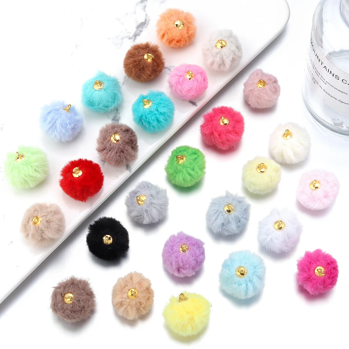 20 قطعة/الوحدة 2 سنتيمتر تقليد الأرنب الفراء المغطاة الكرة الخرز الملونة Pompom السحر ل حلية صنع لوازم Crafts بها بنفسك الحرف اكسسوارات