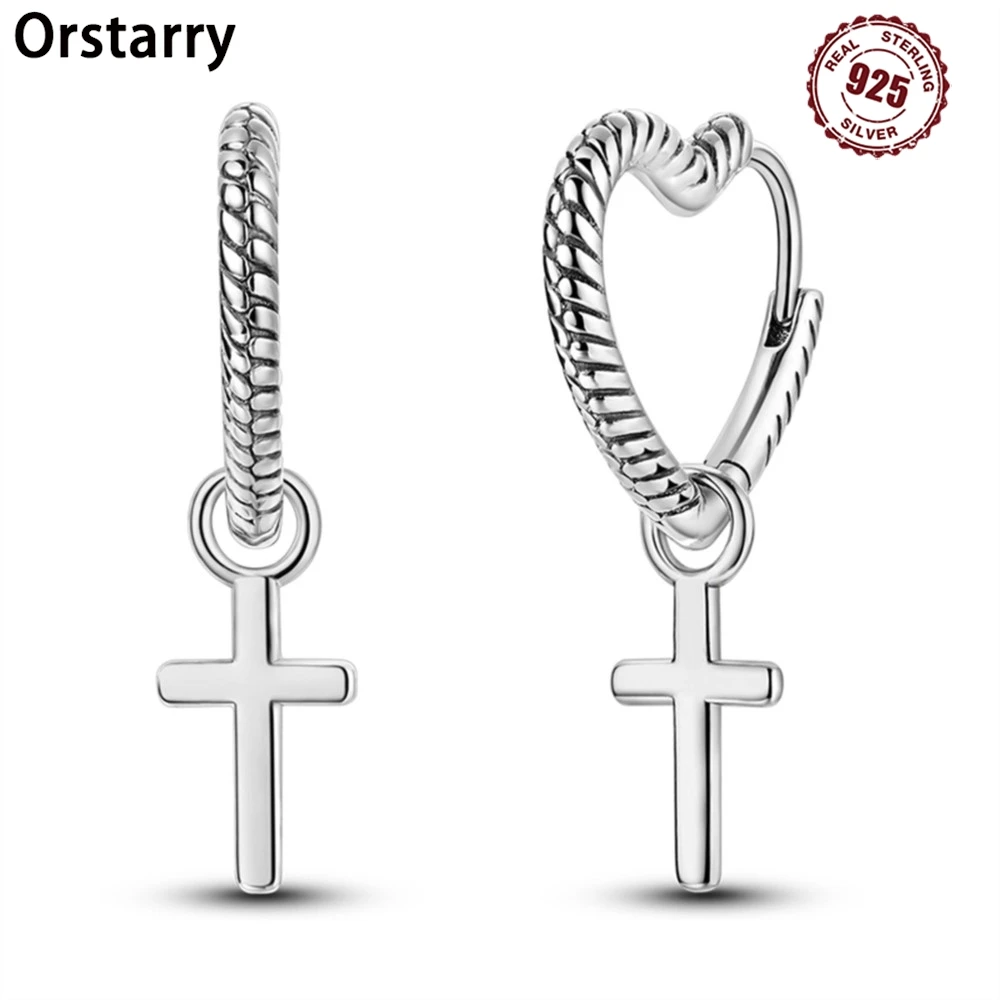 

Orstarry 925 Sterling Silver Love cross Earrings Women Original Earrings Charm Trendy Versatile Party Jewelry Gifts