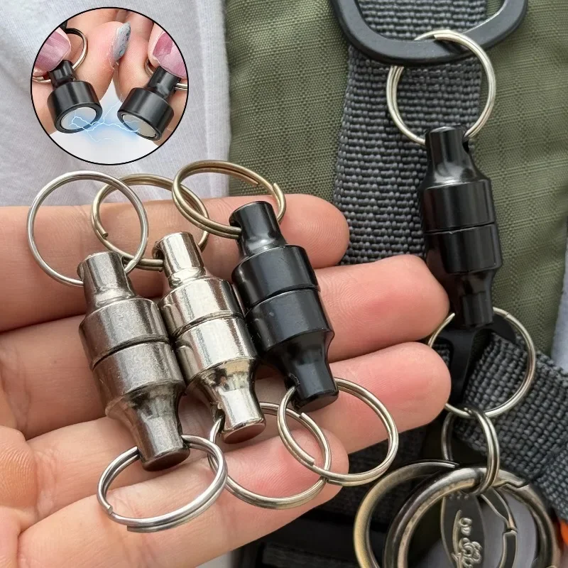 10Pairs Strong Magnetic Keychain 10Pairs Metal Ring Anti-loss Car Key Hanging Holder Heavy Duty Magnet Storage Tool Accessories