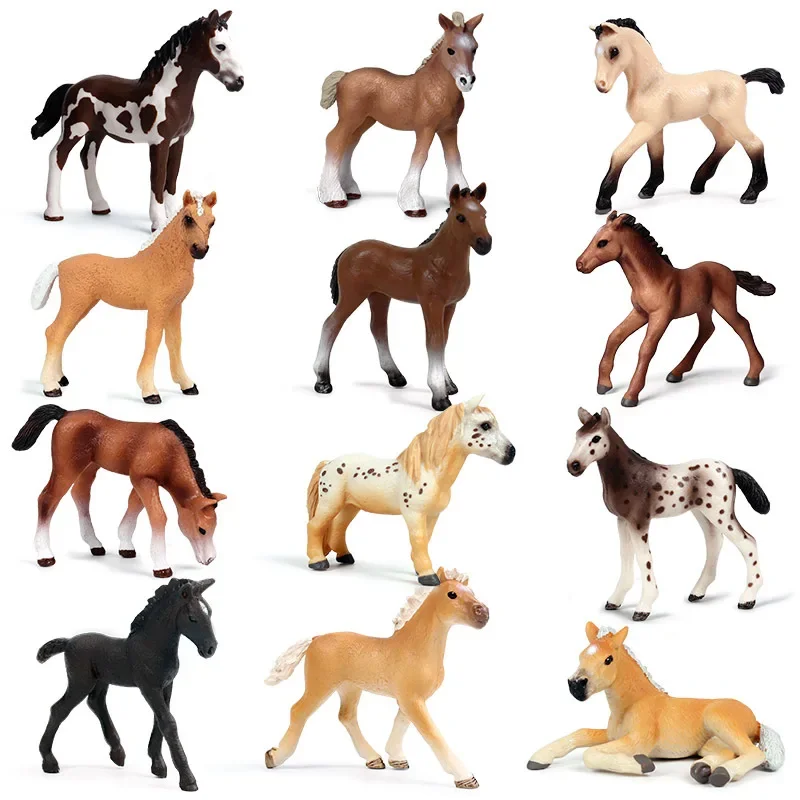 Miniature Wild Animal Horse Model Haflinger Clydesdale Pinto Lipizzan Pony Ranch Fairy Garden Decor Action Figure Figurine Toys