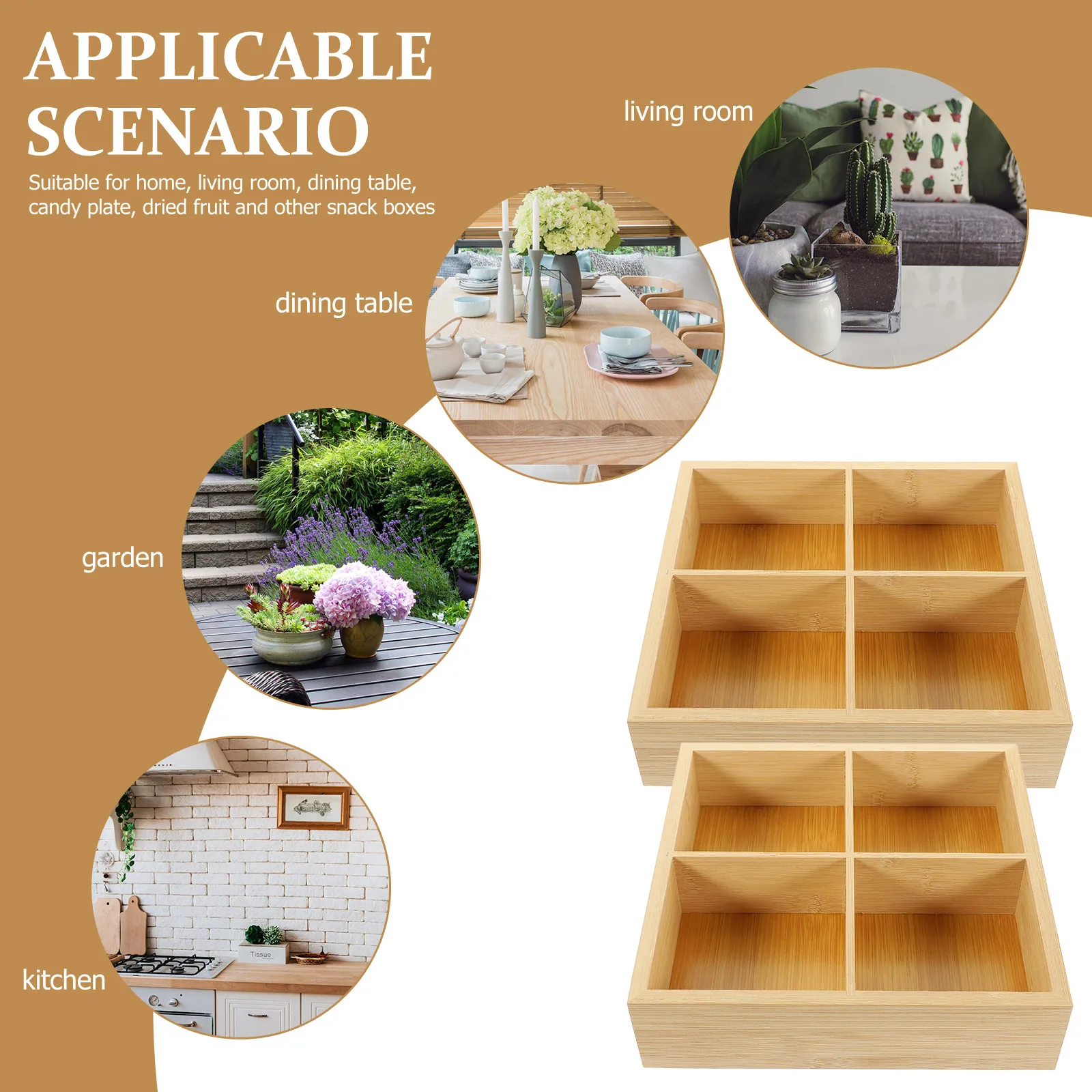 

2 Pcs 20x20x5 Wood Storage Desktop Case with Lid for Snacks Nuts Fruits Safe Material Compartment Design Longtime Use Gifts