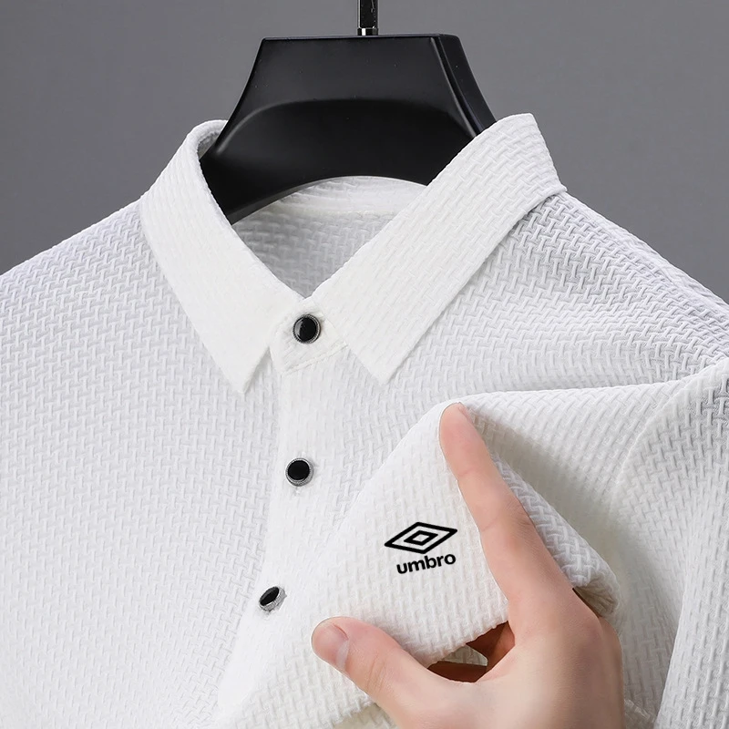 2025 umbro High-quality New Men's Short Sleeved T-shirt, Cool and Breathable POLO Shirt, Business Casual, Sweat Absorbing