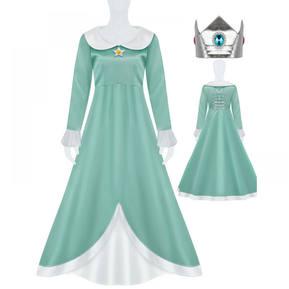 Princess Peach Costume,Peach Daisy Rosalina Dress Up for Girls Cosplay Outfit with Accessories