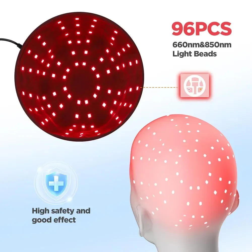 NEW 96Pcs Infrared LEDs 660nm&850nm Red Light Therapy Hair Growth Cap for Hair Regrowth Anti Hair Loss Relax Scalp Hair Care Hat