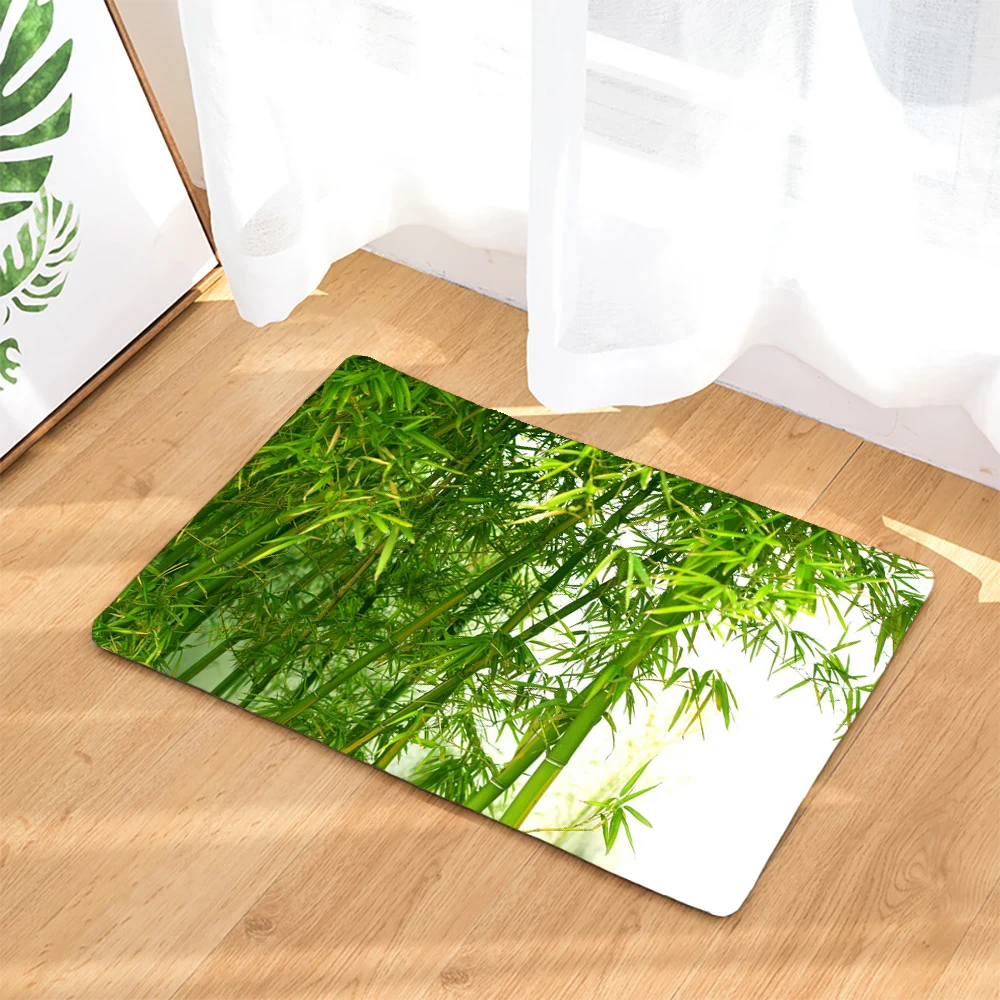 Tropical Green Plants Flowers Birds Style Bathroom Carpets Bath Mat Set 3D Printed Bathroom Floor Carpets Toilet Rugs WC Doormat