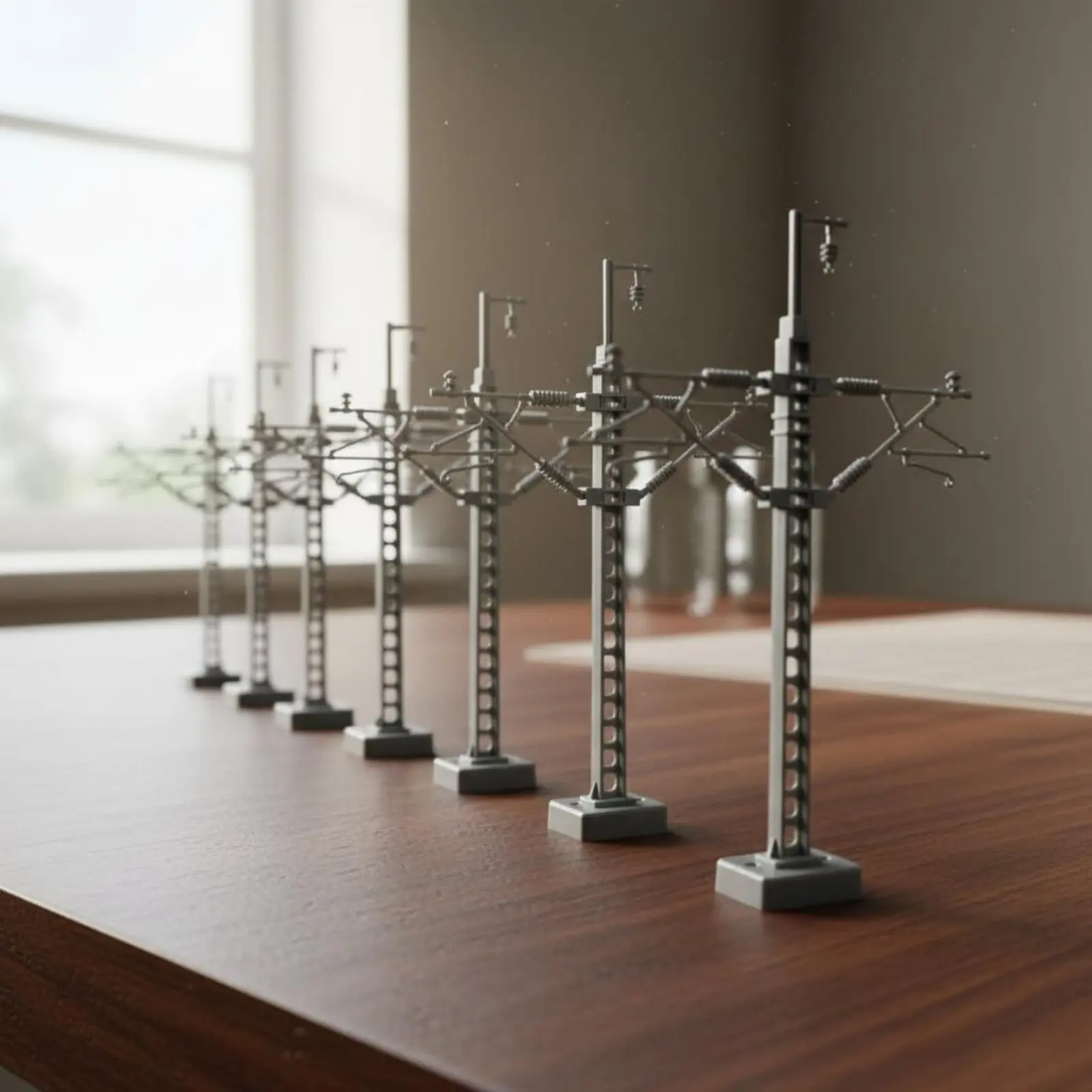 

12 Pieces Model Railway Catenary Support Realistic Intricacy Trackside Accessory Layout Decoration Lifelike Hobby Miniature