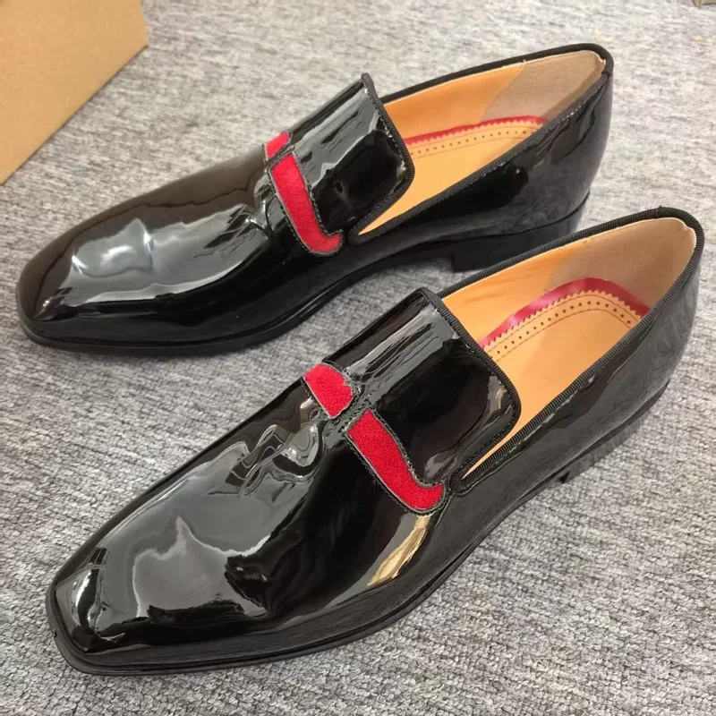 

New Stylish Men's Black Patent Leather Shoes Luxury Fashion Dress Loafers Men Formal Shoes Flats Office Shoes