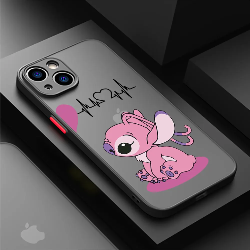 Disney Stitch Cartoon Case for Apple iPhone 14 Pro 13 Mini SE XS Max 12 11 Pro 7 8 Plus XR 15ProMax Luxury Funda Matte Cover 