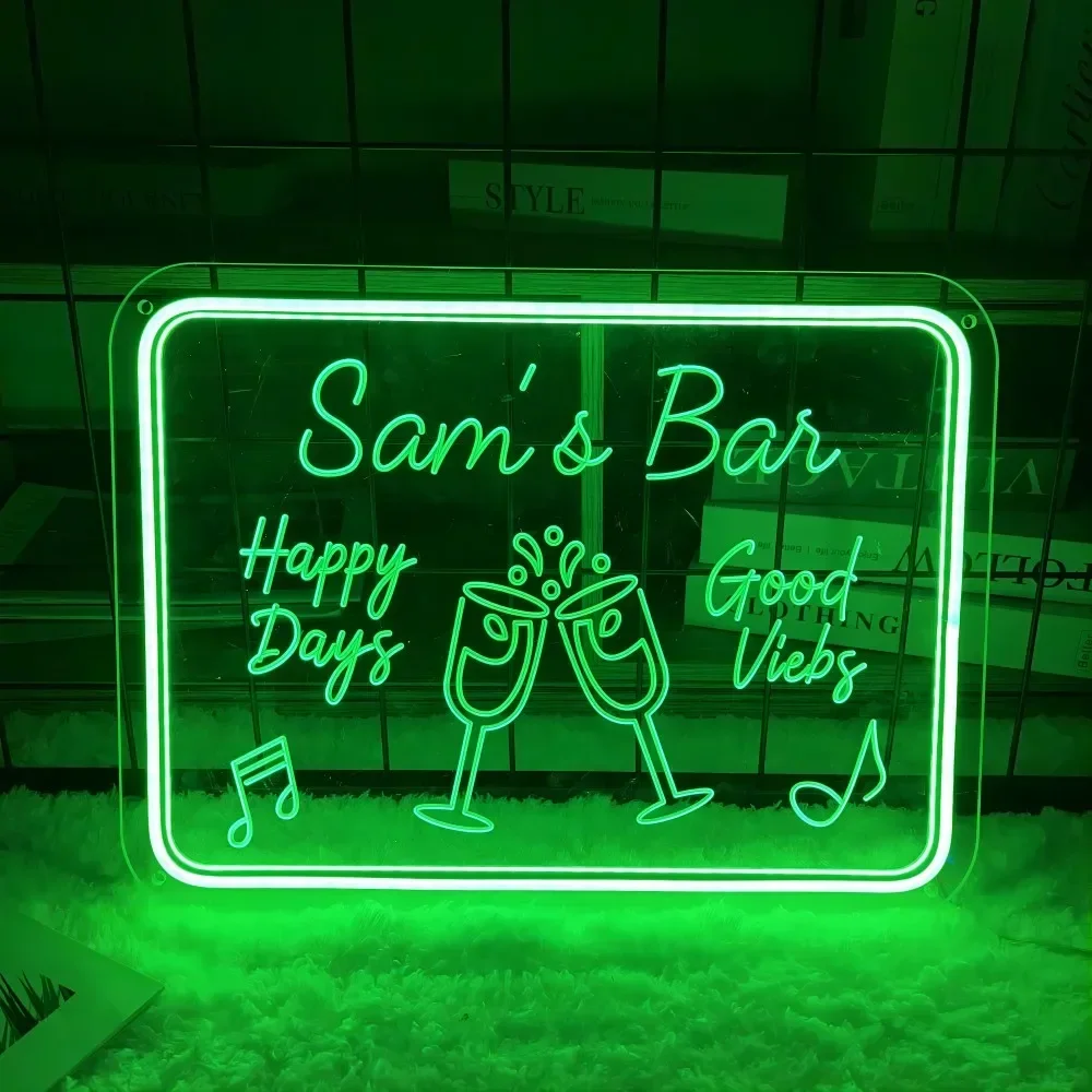 

Bar Engrave Neon Sign Personal Led Lights Bars Wall Decoration Halloween Christmas Gift To Friend with Adjustable Switch