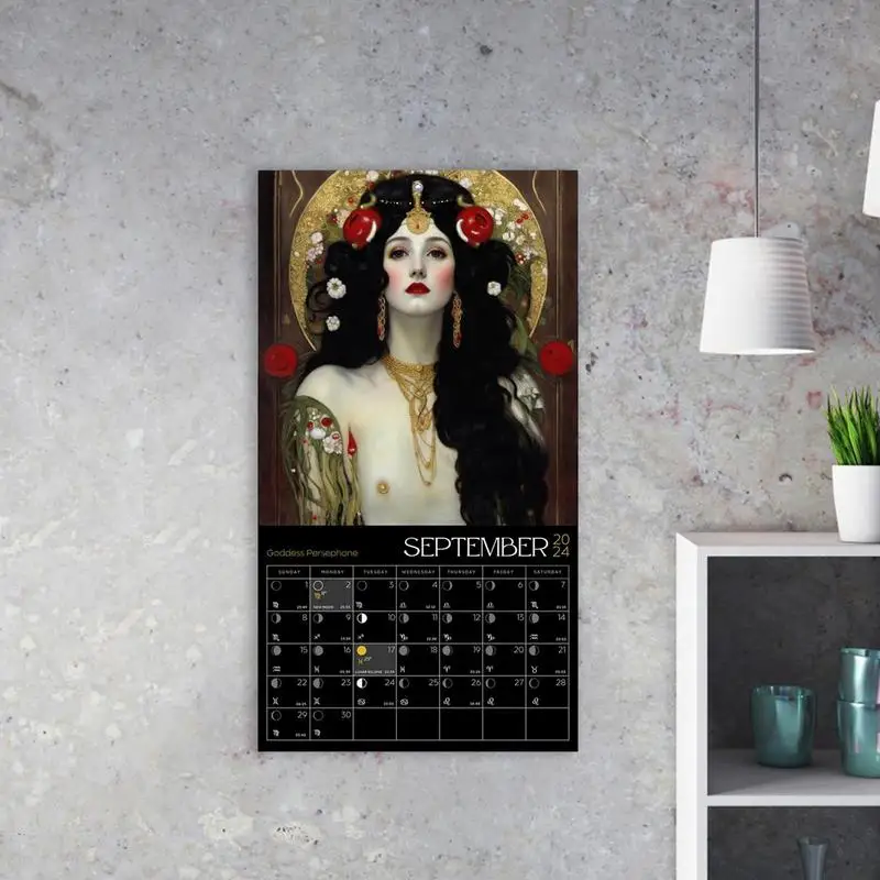 2024 Lunar Calendar Goddess Moon Phase Wall Art Lunar Calendar Safe And Decorative 2024 Lunar Phases Calendar For Bedrooms