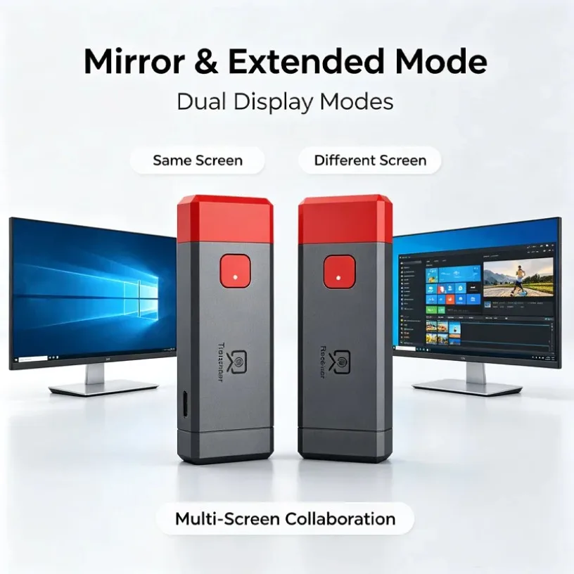 Wireless HDMI-Compatible Transmitter Receiver 1080P 60Hz Screen Mirroring Device No WiFi Plug Play for PC TV Grey