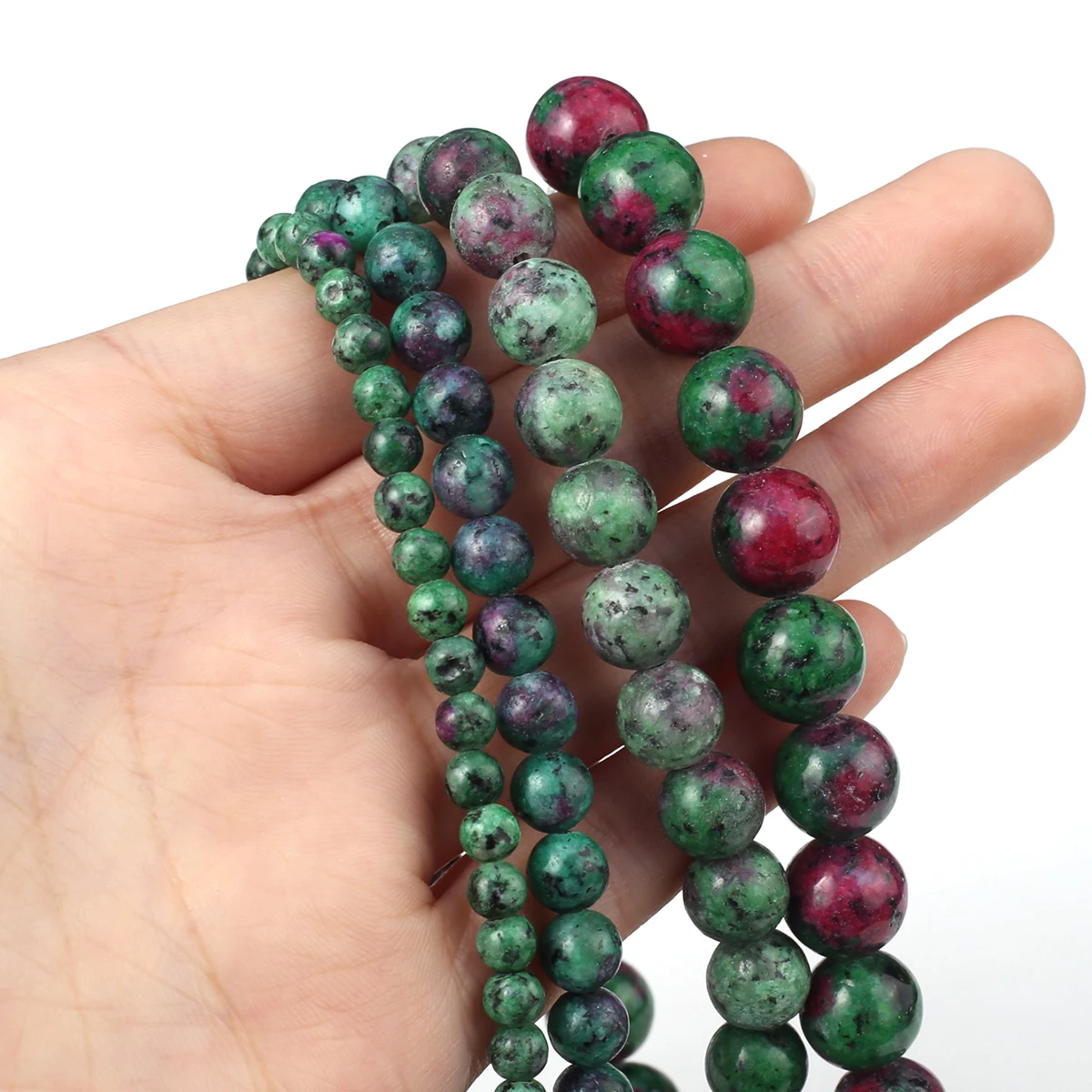 Natural Stone Beads Round Shape Epidote Gemstone Spacing Loose Beaded Jewelry Making DIY Simple Necklaces Bracelet Accessories