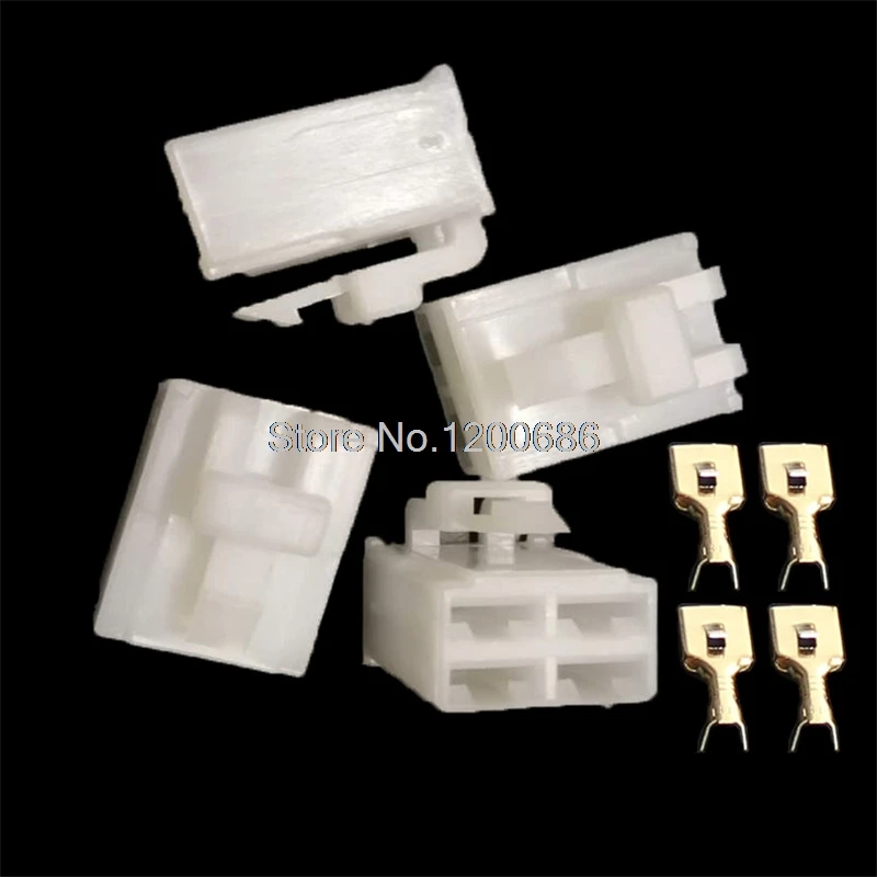 

10Sets 4P White relay Holder Base connector Automotive relay socket connector with 6.3MM copper terminals