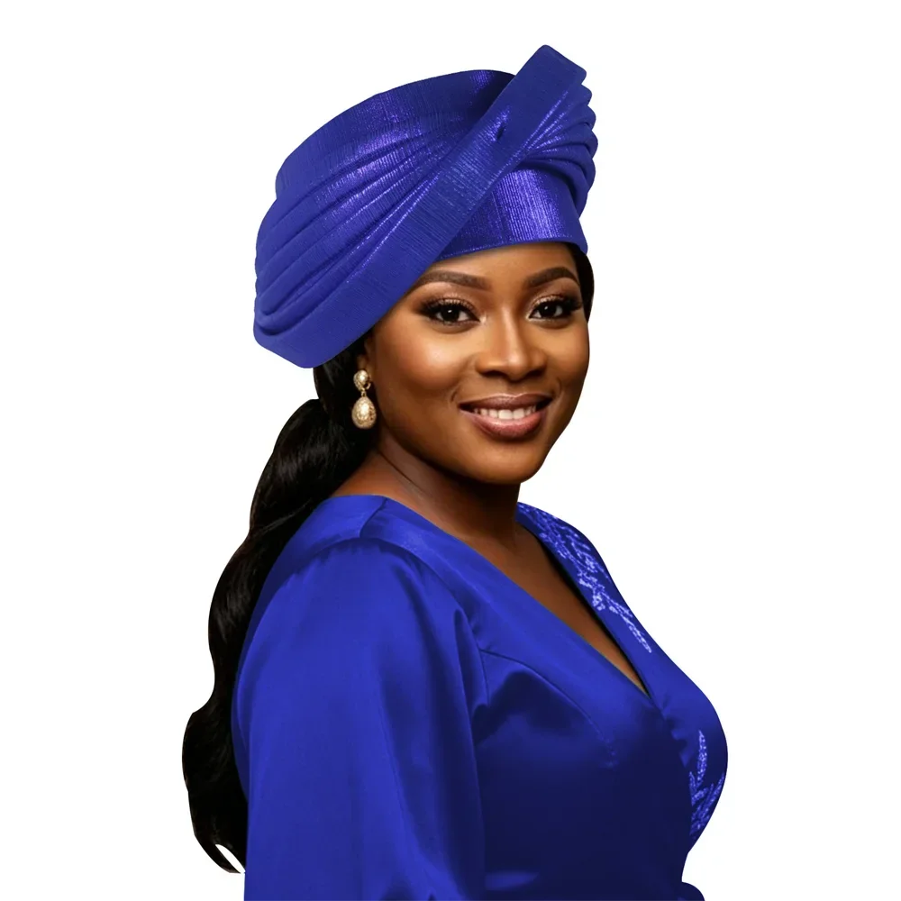 2026 Neue mehrschichtige Damen-Turbanmütze, afrikanische Kopfbedeckung für Damen, nigerianische Hochzeitsgele, Party-Kopfbedeckung, Bonnet, Kopfbedeckung, Hut – Detail 5